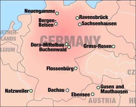 locations of concentration camps. DACHAU