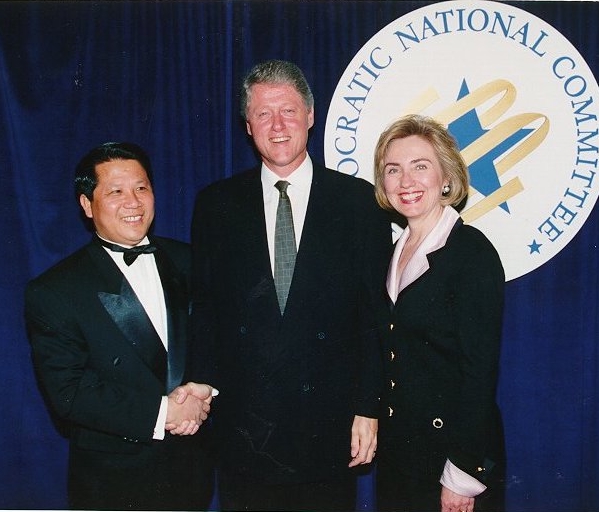 Here we have a photo taken at an official DNC fundraiser with Bill and Hillary posed with Ng Lap Seng, Macau Crime Lord who controls Prostitution in that region. His Fortuna Hotel is actually a high class bordello where young girls (often underage) are available for a price. Ng, through his American contact Charlie Trie, donated close to a million dollars to the Democrats. 