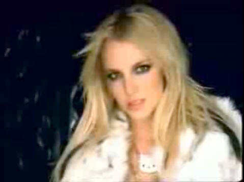 The end shot is of the black and white version of Britney wearing what looks
