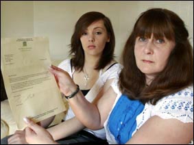 Wendy Stephen with her daughter Katie show the unsatisfactory reply they had from the House of Commons when trying to gain access to MMR records.
